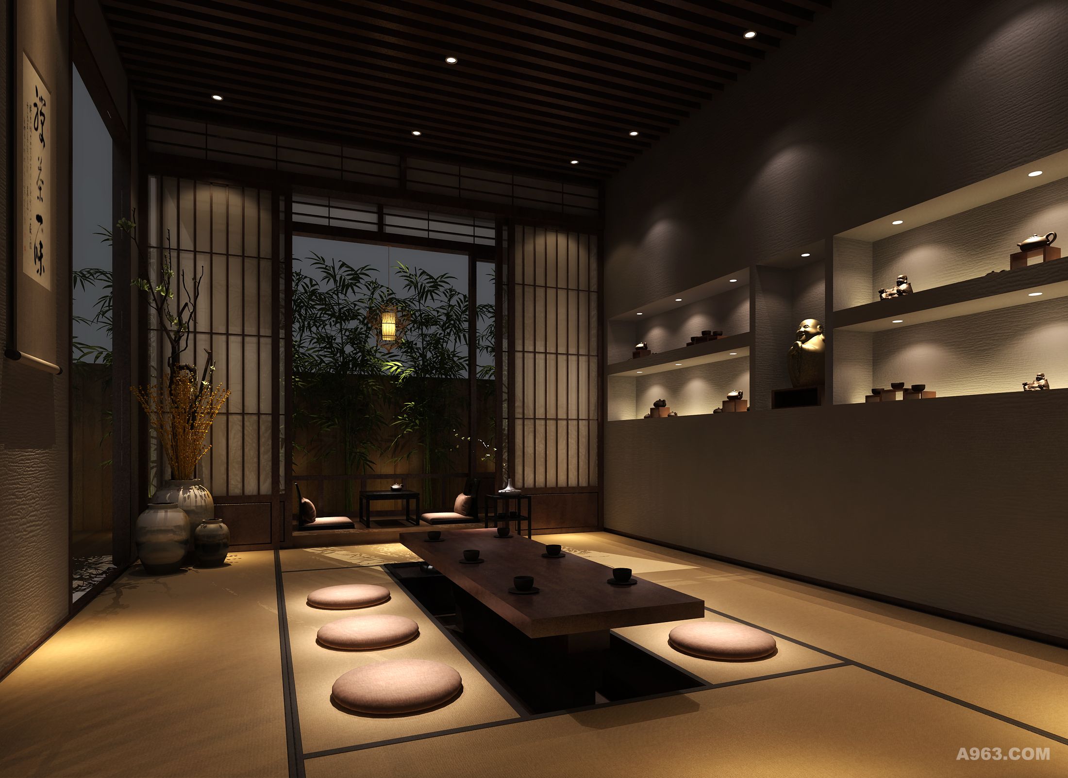 北京中棠设计 设计风格:日式 在壹个露台安置壹个品茶静心的茶室,哪怕